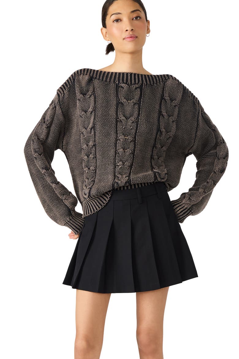 Margo Pleated Miniskirt, Alternate, color, BLACK