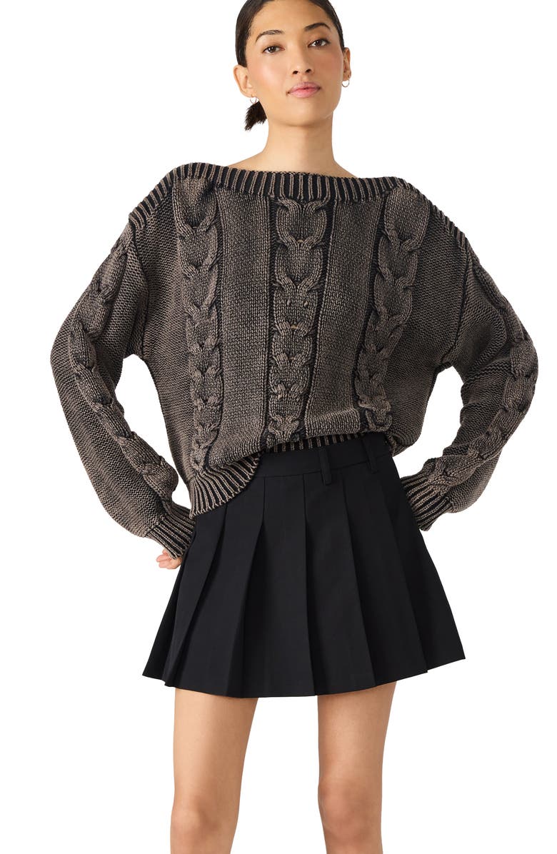 Steve Madden Margo Pleated Miniskirt, Alternate, color, Black