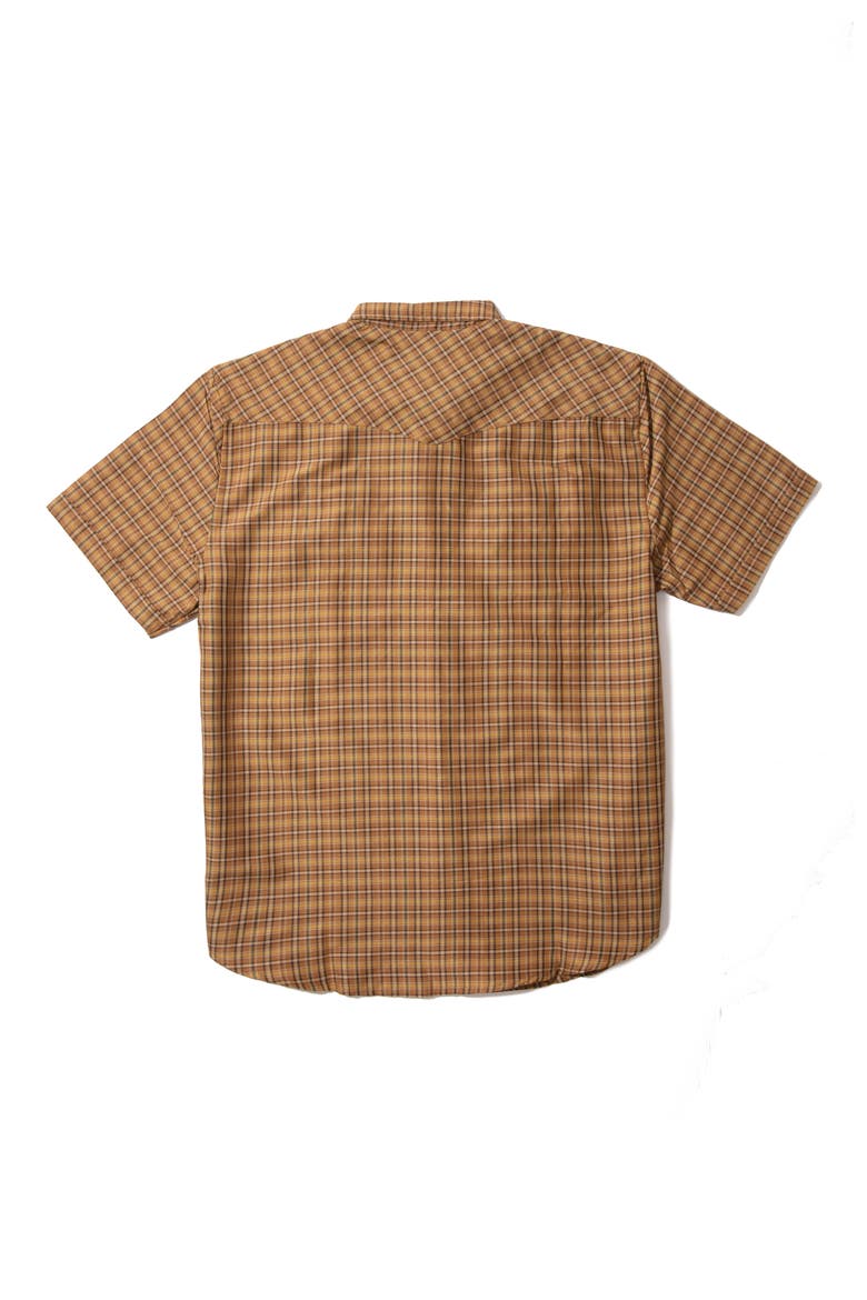 Sawtoof Plaid Short Sleeve Snap-Up Western Shirt, Alternate, color, GOLD MINI CHECK PLAID