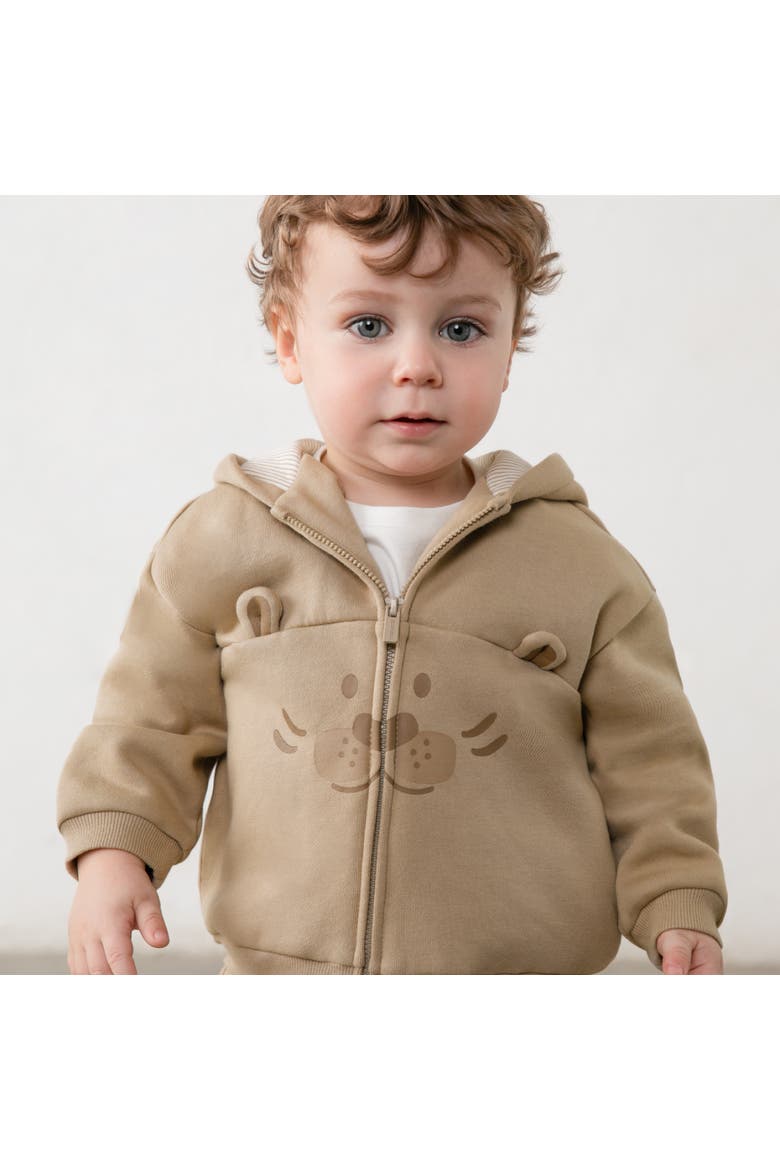 Interactive Animal Zip-Up Sweatshirt, Alternate, color, Beige