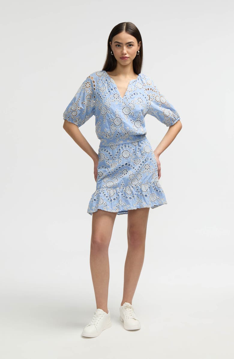 NVLT Eyelet Puff Sleeve Top, Alternate, color, Chambray