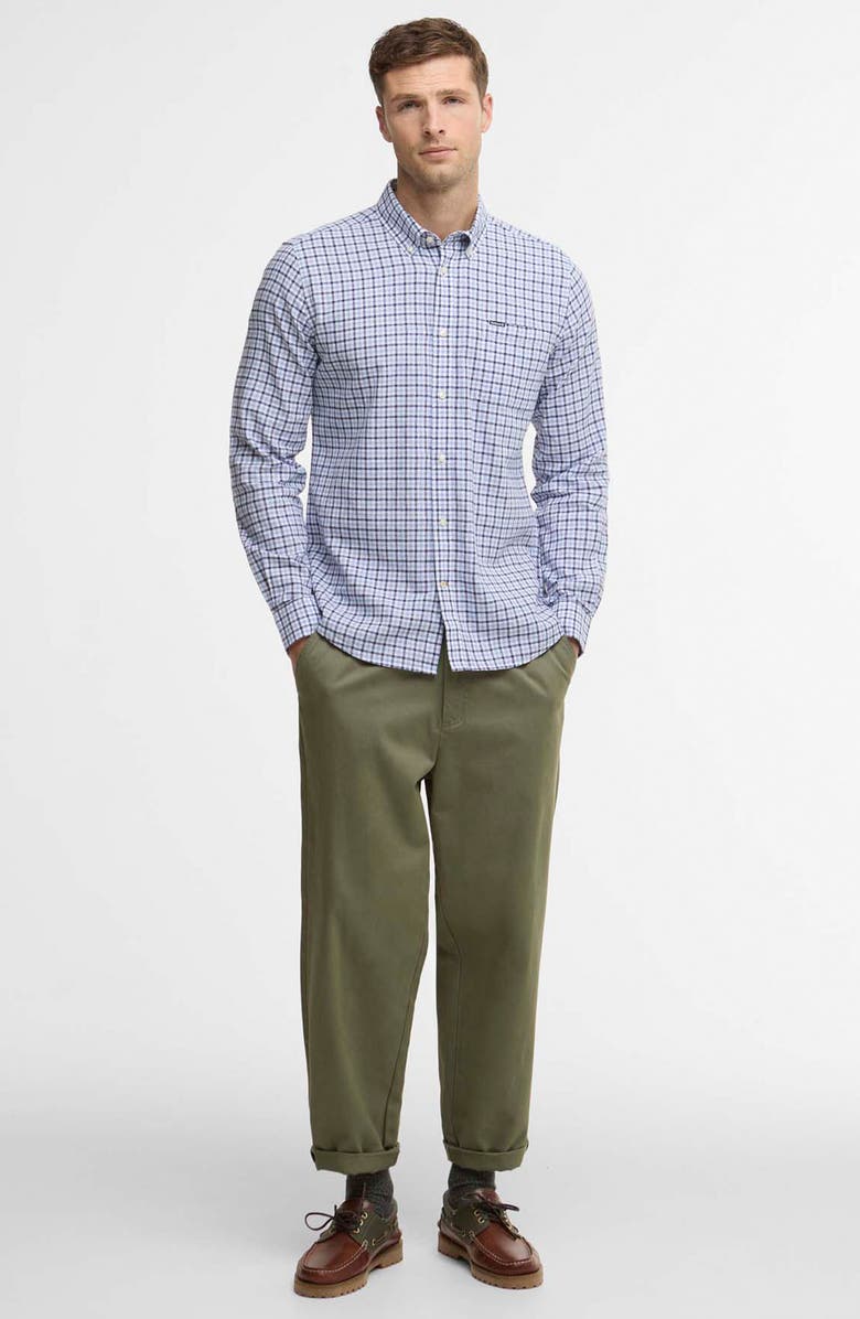 Barbour Nelson Linen & Cotton Gingham Button-Down Shirt, Alternate, color, Blue