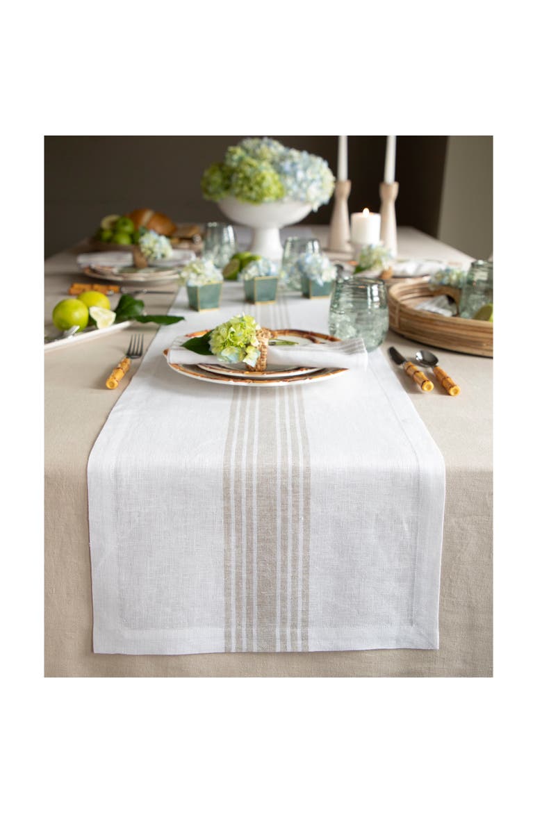 Linen Table Runner - Farmhouse, Main, color, Natural and White