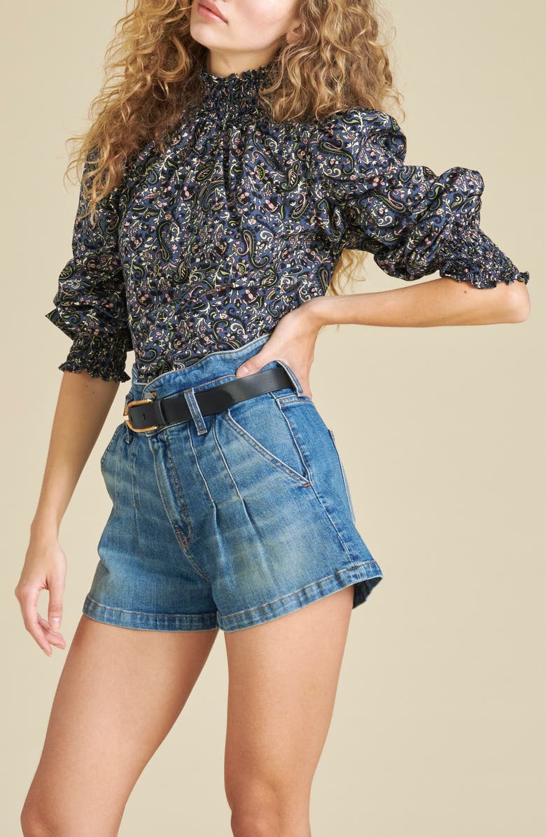 Veronica Beard Gaia Smocked Ruffle Top, Alternate, color, 