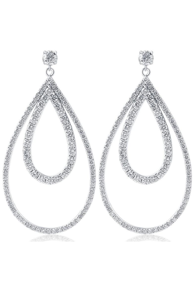 5 Ct Pear Shape Dangle Lab Grown Diamond Large Earrings Gold 2" Tall, Main, color, 10K White Gold