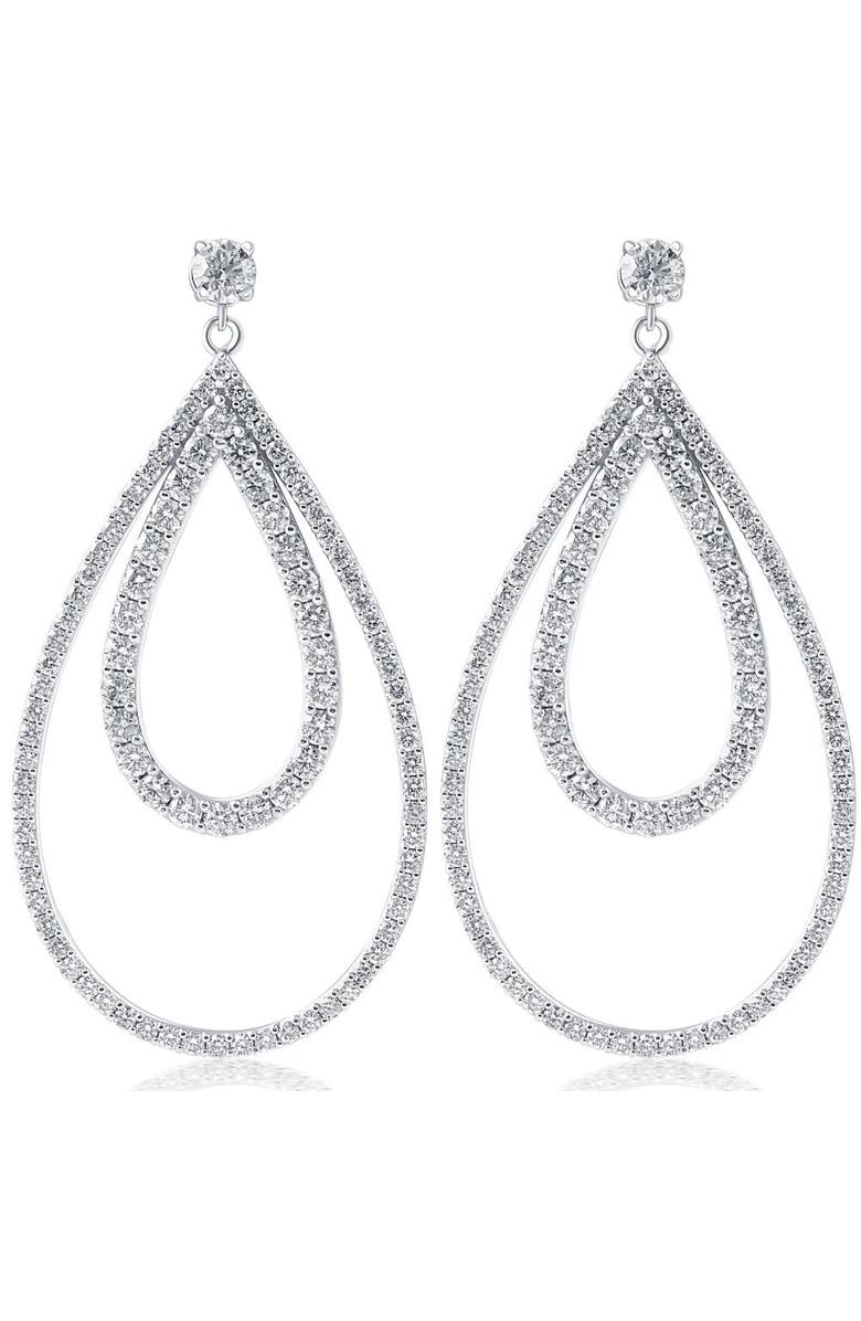 Bliss Diamond 5 Ct Pear Shape Dangle Lab Grown Diamond Large Earrings Gold 2" Tall, Main, color, 10K White Gold