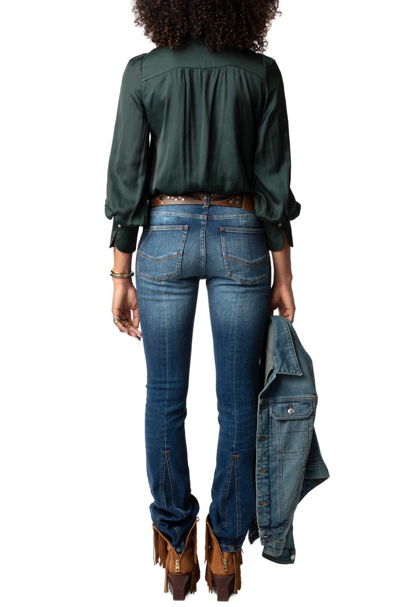 Zadig & Voltaire Tinous V-Neck Satin Shirt, Alternate, color, 