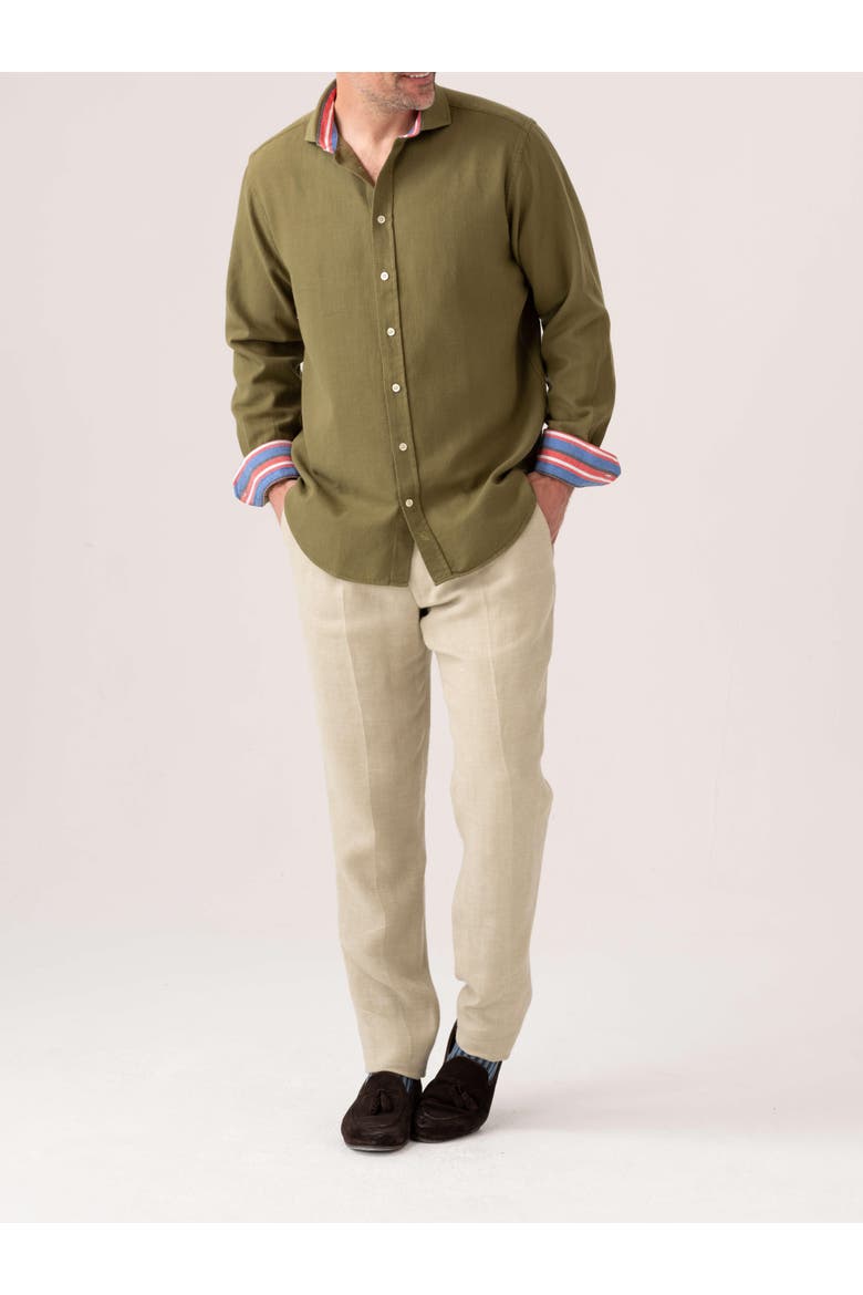 Brushed Cotton Long Sleeve Shirt, Alternate, color, Olive