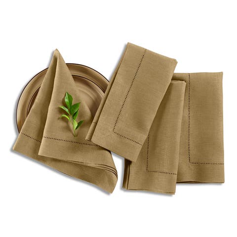Linen Dinner Napkins - Medium Weight Hemstitch, 20" x 20" Inch