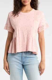 Lucky Brand Lace Trim Peplum T-Shirt