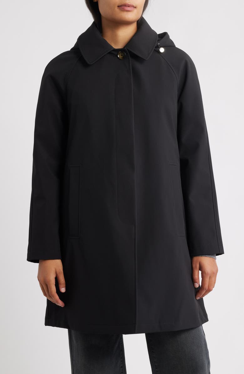 London Fog Heritage Bonded Trench Raincoat with Removable Hood, Main, color, Black