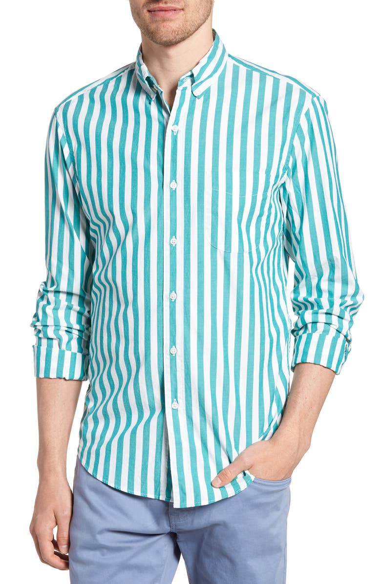 J.Crew Slim Fit Stretch Secret Wash Stripe Sport Shirt, Main, color, 