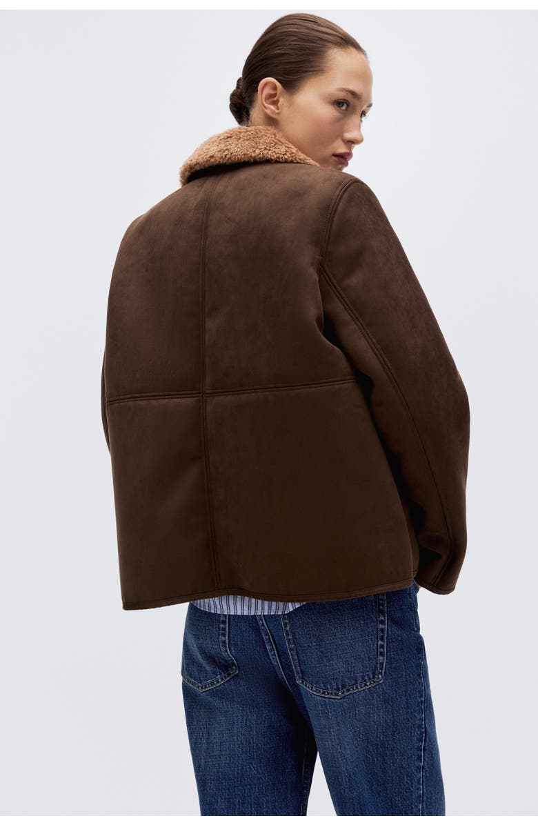 H&M Teddy-collared Jacket, Alternate, color, Dark Brown