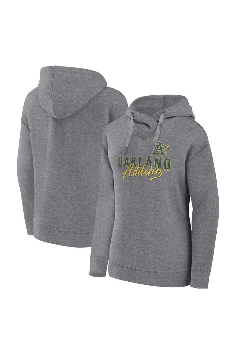 Women's Fanatics Branded Heather Gray Oakland Athletics Script Favorite Lightweight Pullover Hoodie, Main, color, Heather Gray