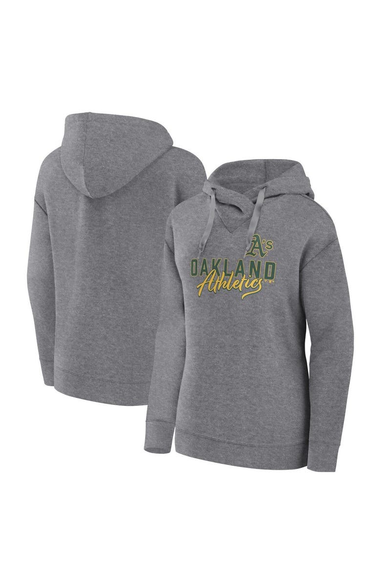FANATICS Women's Fanatics Branded Heather Gray Oakland Athletics Script Favorite Lightweight Pullover Hoodie, Main, color, Heather Gray