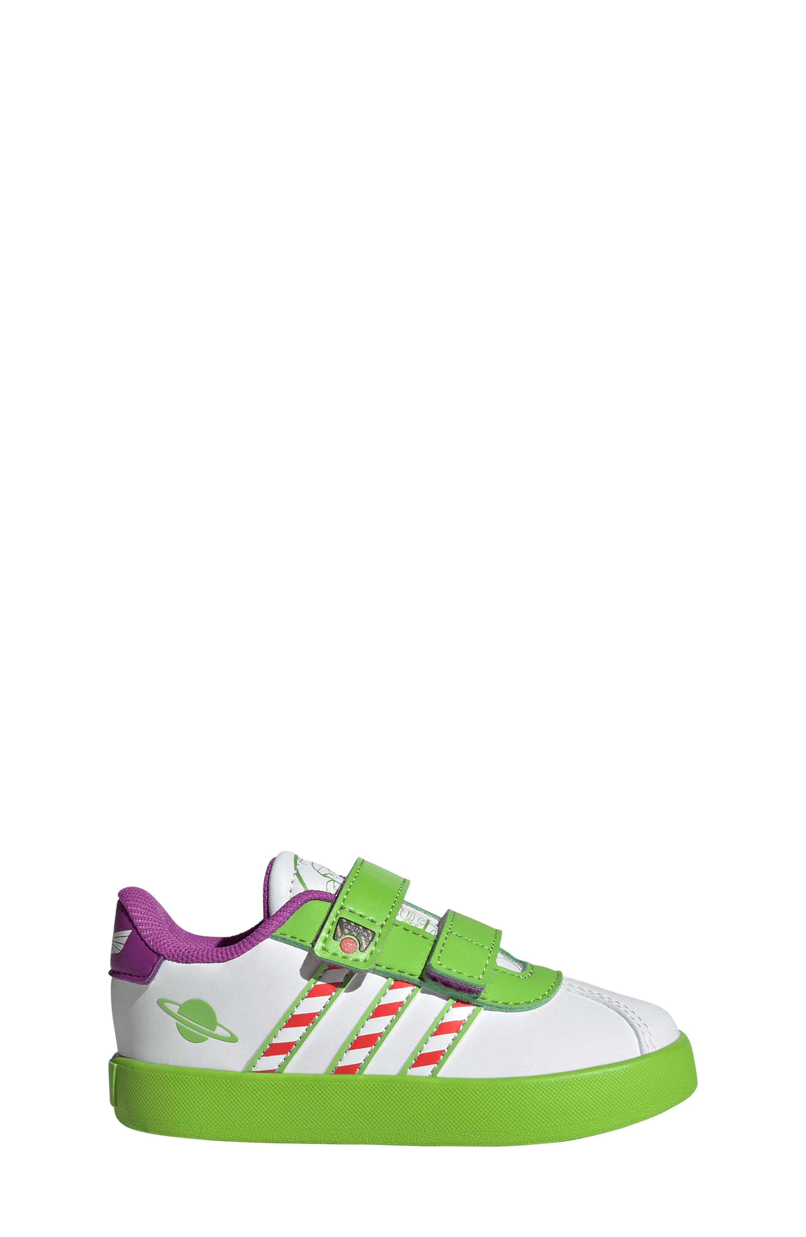 adidas Kids' Disney Buzz Court Sneaker, Alternate, color, Footwear White/ Solar Green