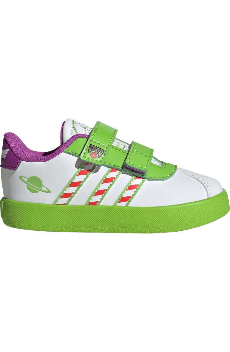 adidas Kids' Disney Buzz Court Sneaker, Alternate, color, Footwear White/ Solar Green