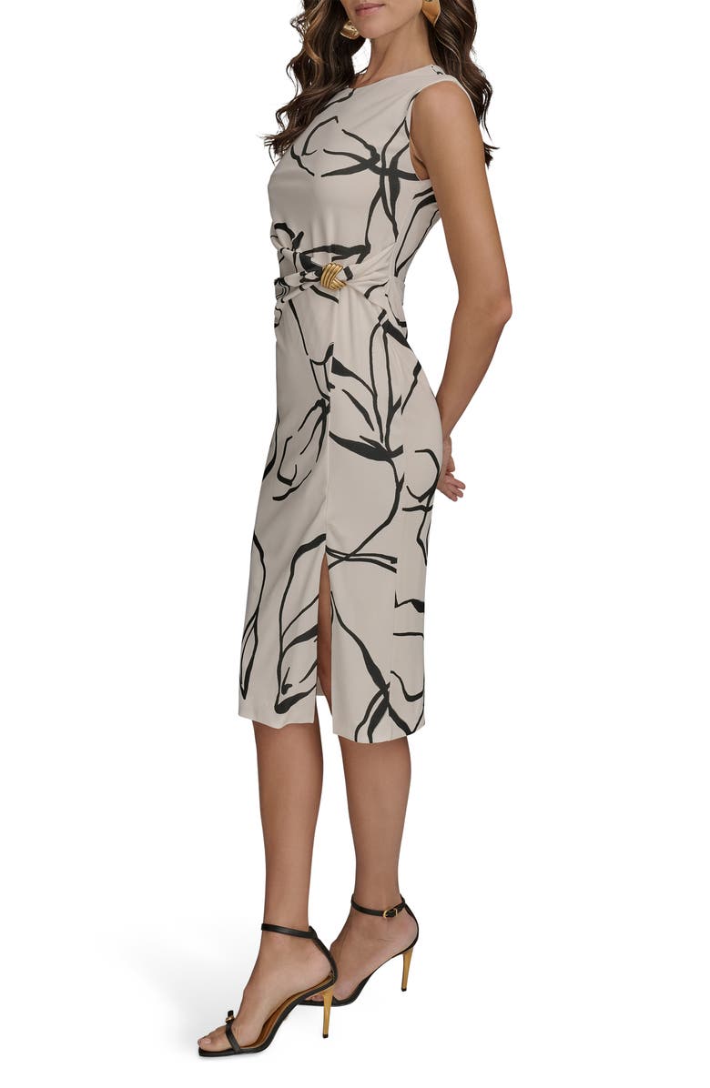 Donna Karan New York Gathered Sheath Dress, Alternate, color, Light Canvas/ Black