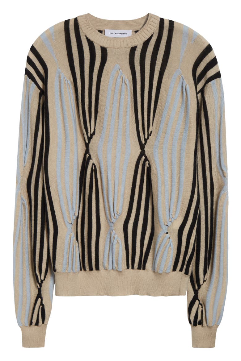 Solix Stripe Cashmere Sweater, Alternate, color, BEIGE / BLACK / L BLUE