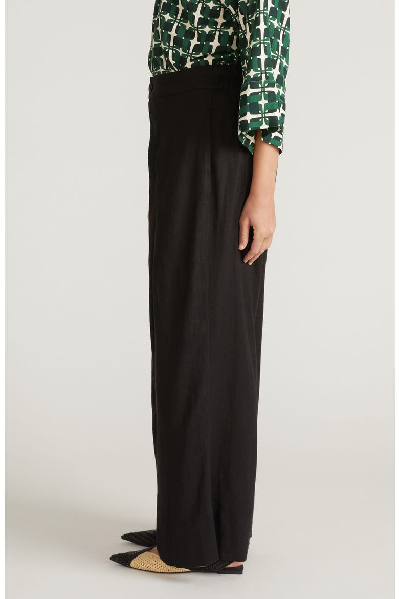 Marley Pleated Linen Blend Wide Leg Pants, Alternate, color, BLACK