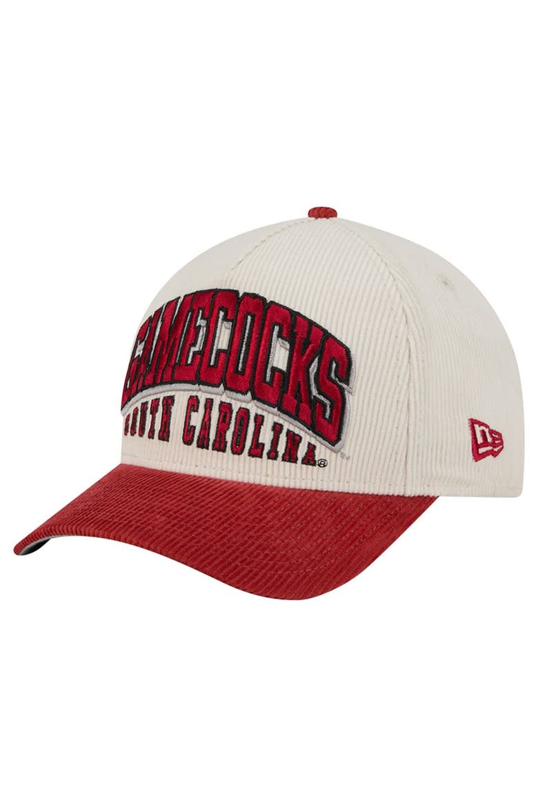 Men's New Era Garnet/Cream South Carolina Gamecocks Arch Two-Tone Corduroy 9FORTY A-Frame Adjustable Hat, Main, color, Garnet