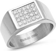 STEELTIME Men's 18k Gold Plated Simulated Diamond Signet Ring