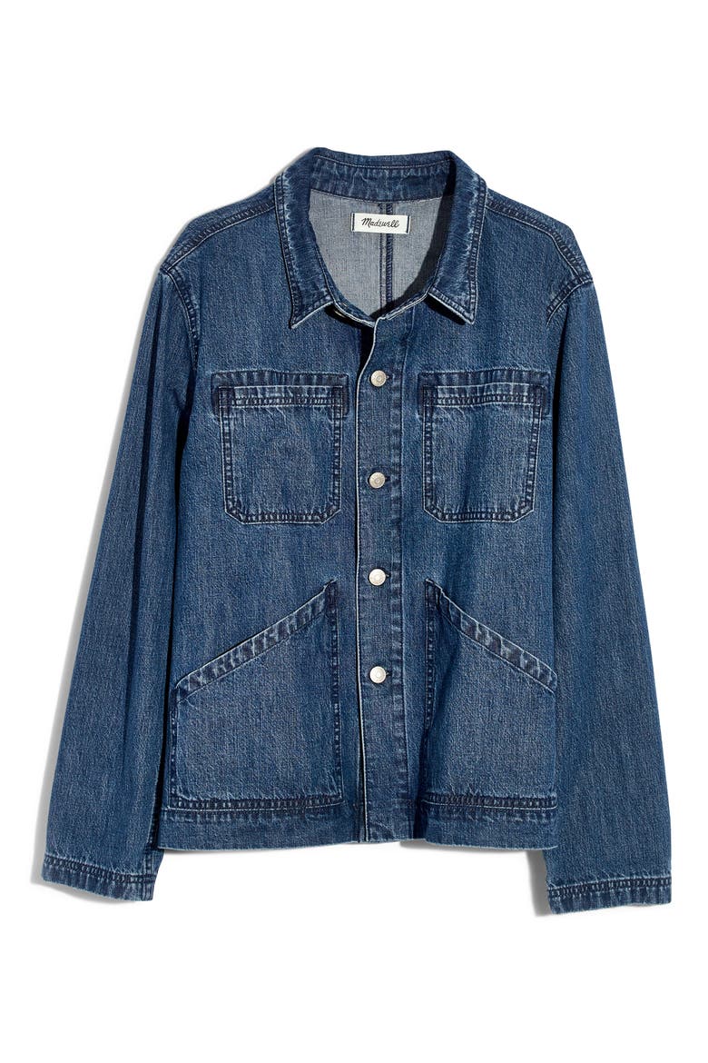 Denim Patch Pocket Chore Coat, Alternate, color, WILLOWDALE WASH