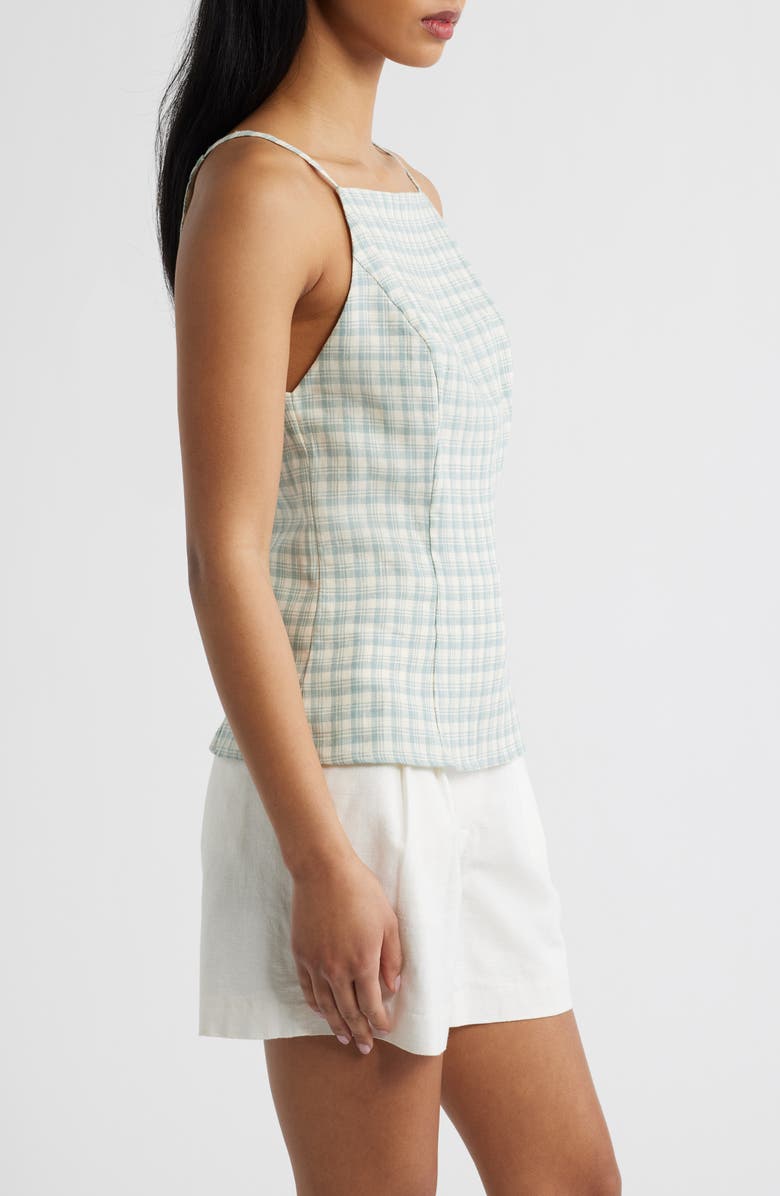 Reformation Finley Sleeveless Linen Top, Alternate, color, Zephyr Check