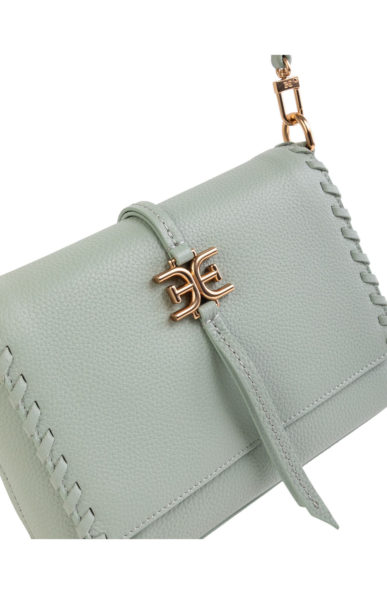 Sylvia Fold Over Leather Crossbody Bag, Alternate, color, LIGHT GREEN