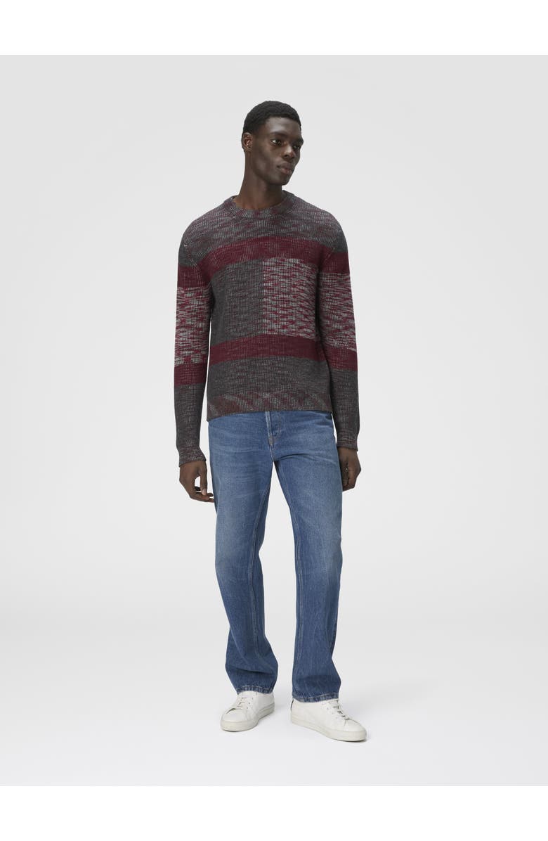 Missoni Crew Neck Sweater With Check Pattern, Alternate, color, Grey & Burgundy