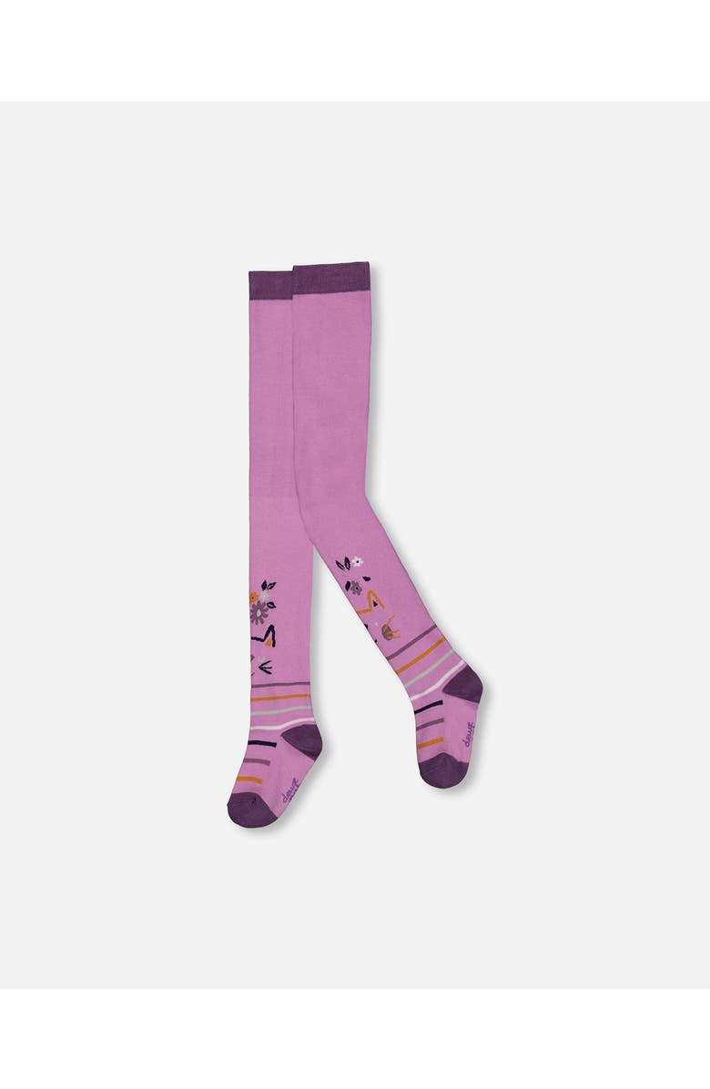 Deux par Deux Baby Girl's Jacquard Cat Tights Lilac, Main, color, 