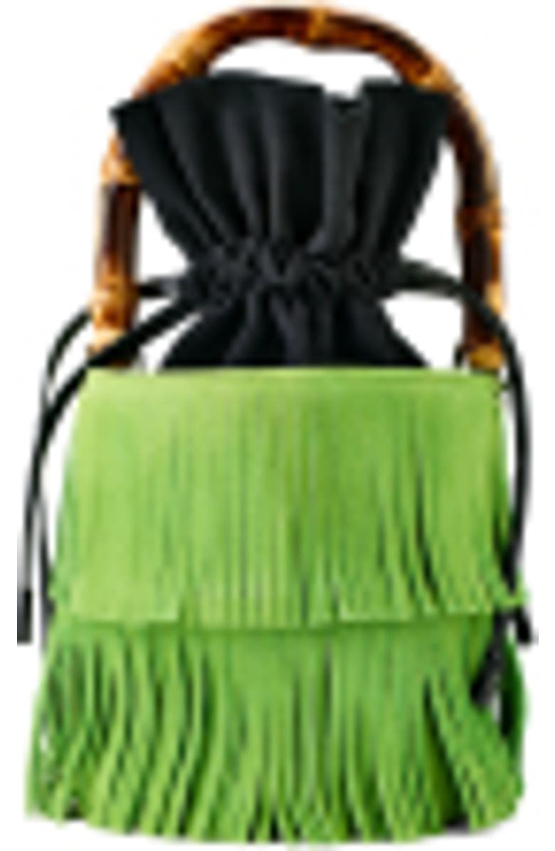 SIMONMILLER Tiki Fringe Suede Bag, Main, color, Moss Green