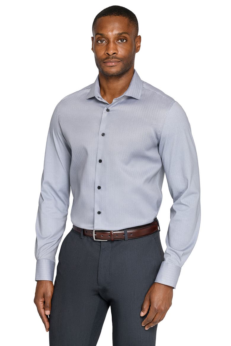 Slim Fit Stripe Duo Reworked Cotton Dress Shirt, Alternate, color, BLACK/ WHITE