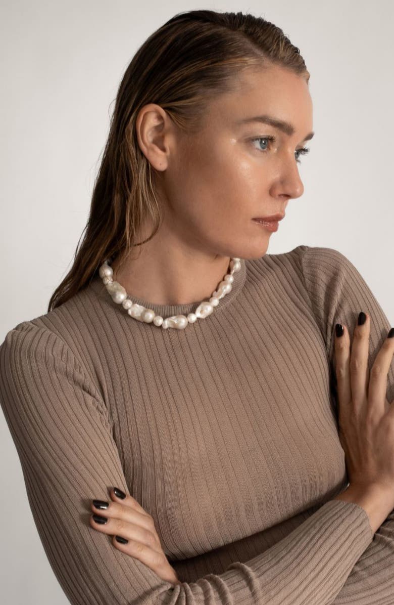 st. Moran Joni Freshwater Baroque Pearl Necklace, Alternate, color, White