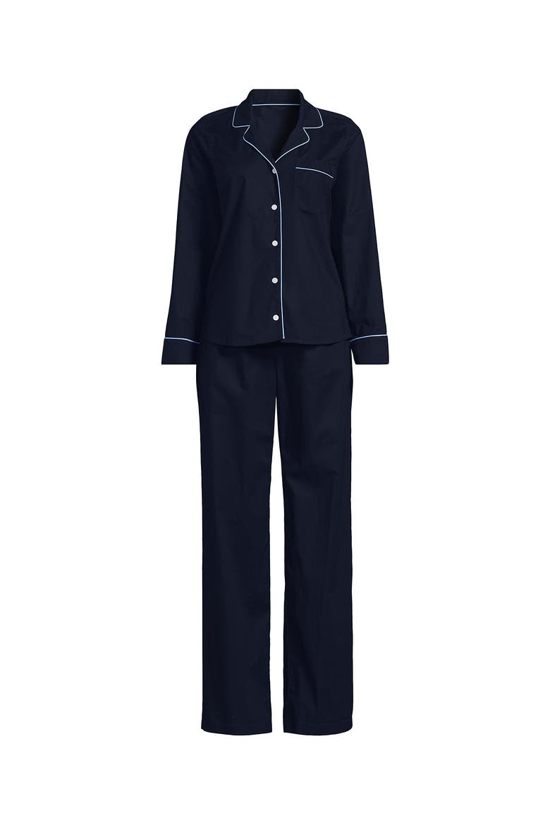 Cotton Poplin 2 Piece Pajama Set - Long Sleeve Top and Pants, Alternate, color, Radiant Navy