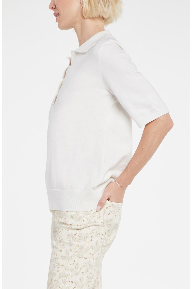 Elbow Sleeve Polo Sweater, Alternate, color, OPTIC WHITE