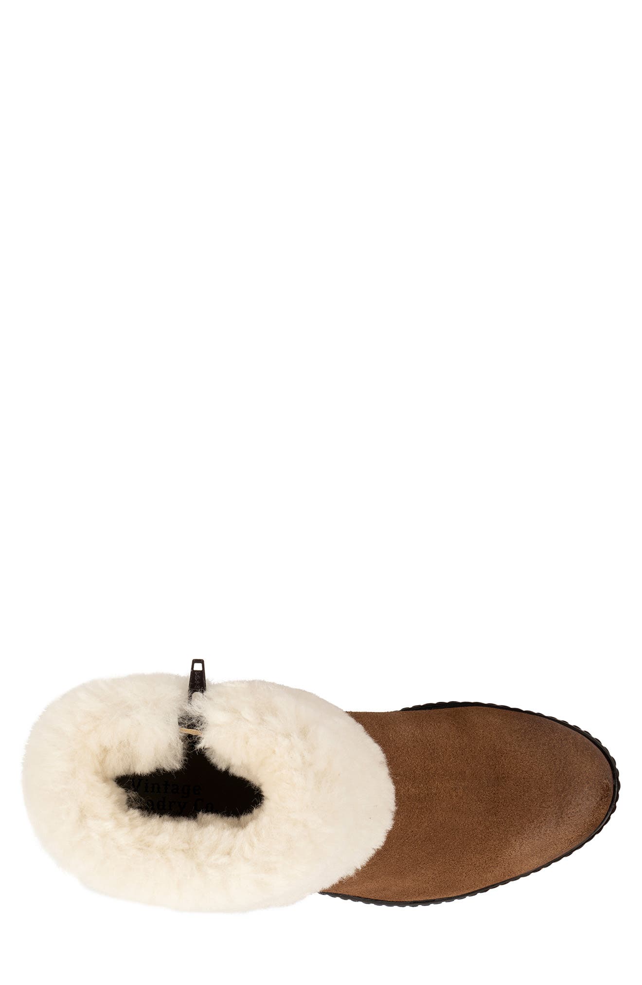 Poppy Faux Fur Lined Suede Wedge Bootie, Alternate, color, TAN