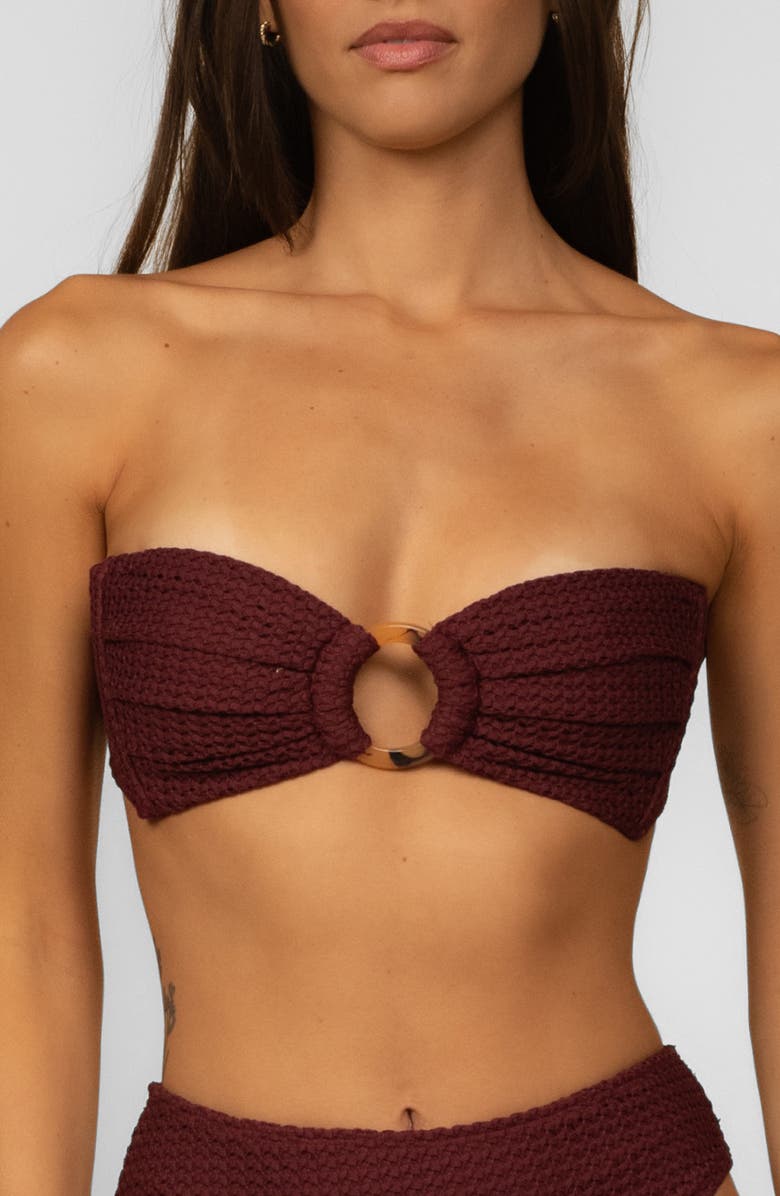 MONTCE Tori Ties Bandeau Bikini Top, Alternate, color, Maroon Crochet