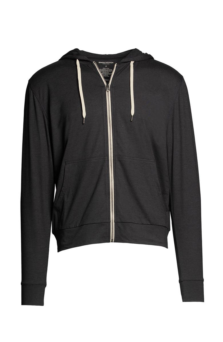 Single Stitch Everyday Full Zip Hoodie, Alternate, color, Heather Black