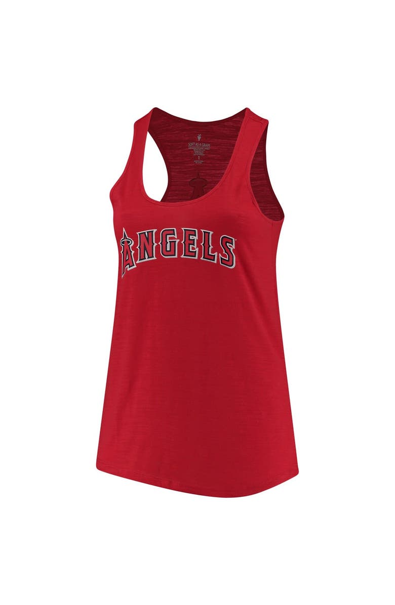 SOFT AS A GRAPE Women's Soft as a Grape Red Los Angeles Angels Plus Size Swing for the Fences Racerback Tank Top, Main, color,