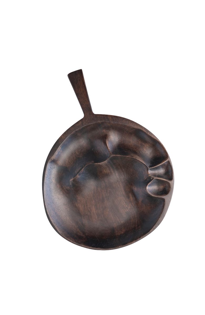 Storied Home Organically Shaped Acacia Wood Serving Board with Handle, Main, color, Black