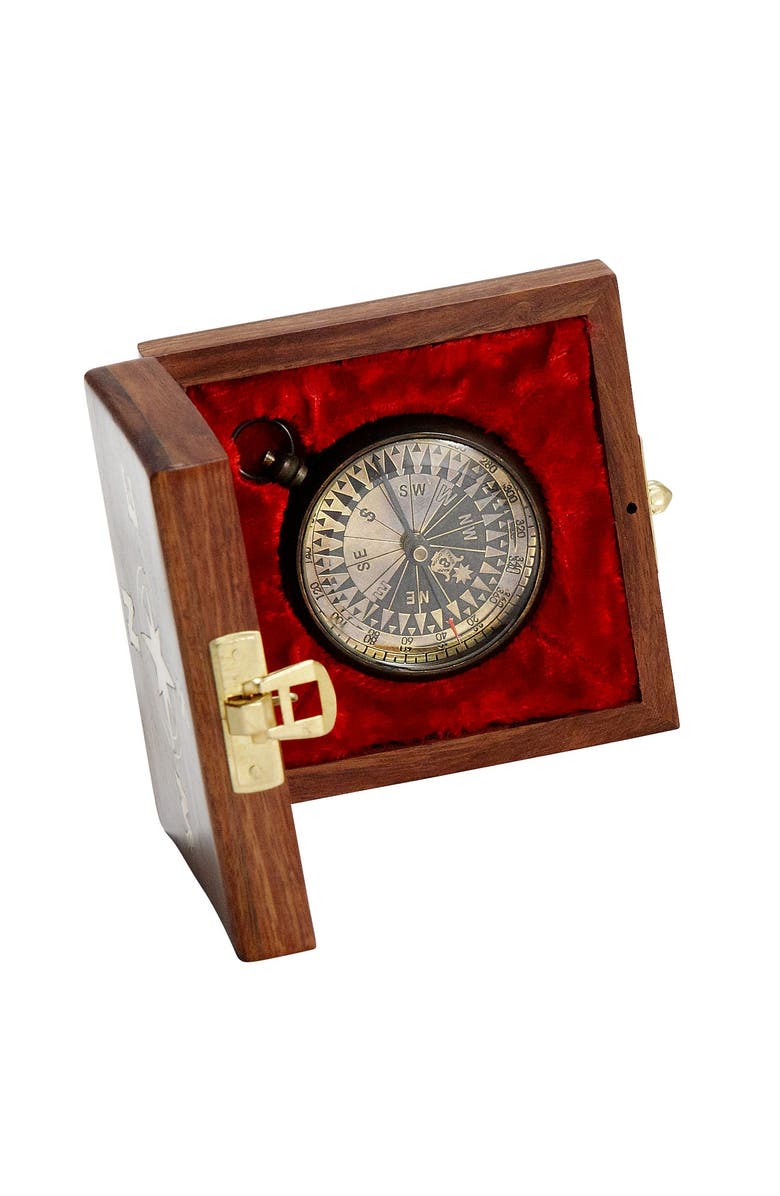 Ten Thousand Villages True North Compass, Alternate, color, Brown