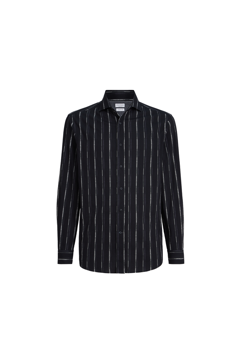 Brunello Cucinelli Seersucker shirt, Alternate, color, Black