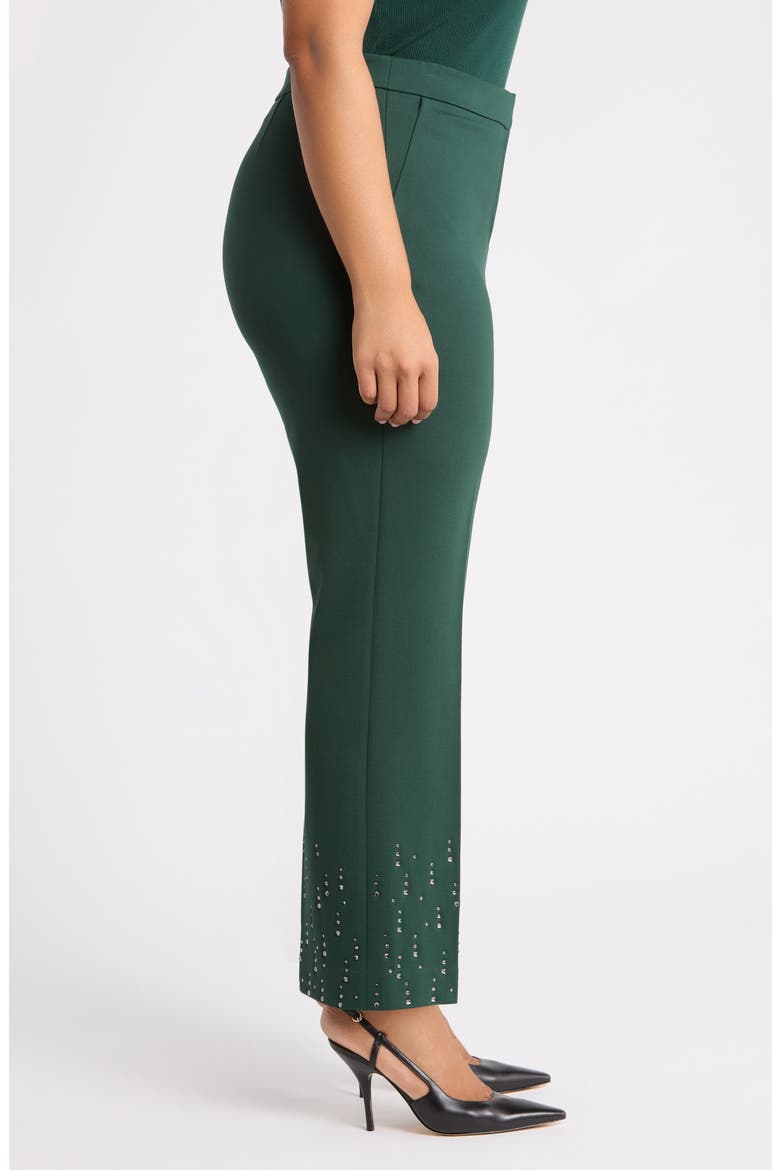 Embellished Ankle Flare Pants, Alternate, color, PINE FOREST