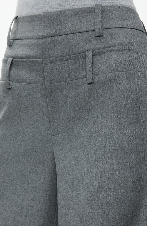 Alice And Olivia Aspen High Rise Double Waist Trouser In Shadow Grey Melange