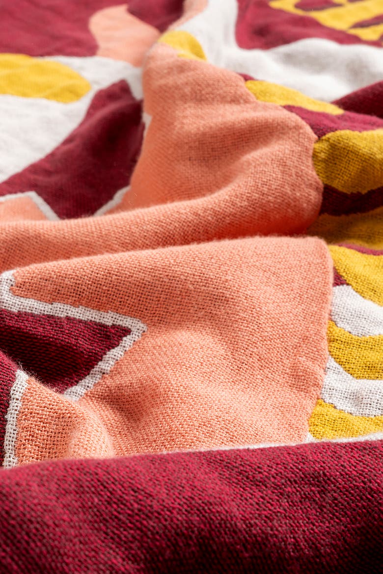 Novelas Fringed Jacquard 100% Cotton Throw Energy 54X71 In, Alternate, color, Burgundy