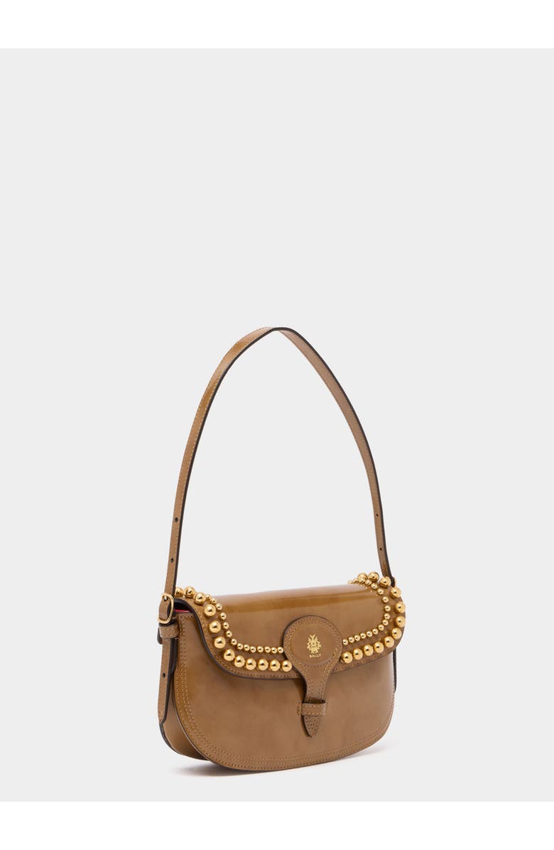 Bally Beckett Small Shoulder Bag in Brushed Leather With Studs, Alternate, color, Natural