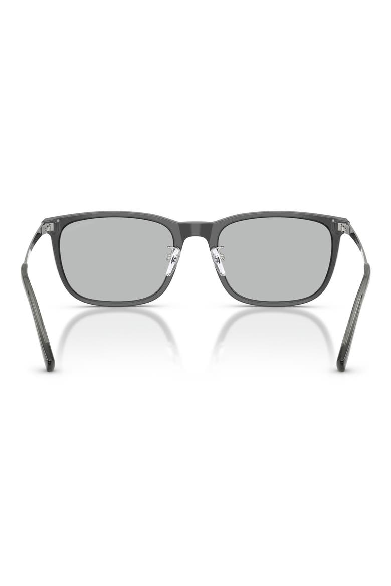 56mm Square Sunglasses, Alternate, color, SHINY TRANSPARENT GREY / LIGHT