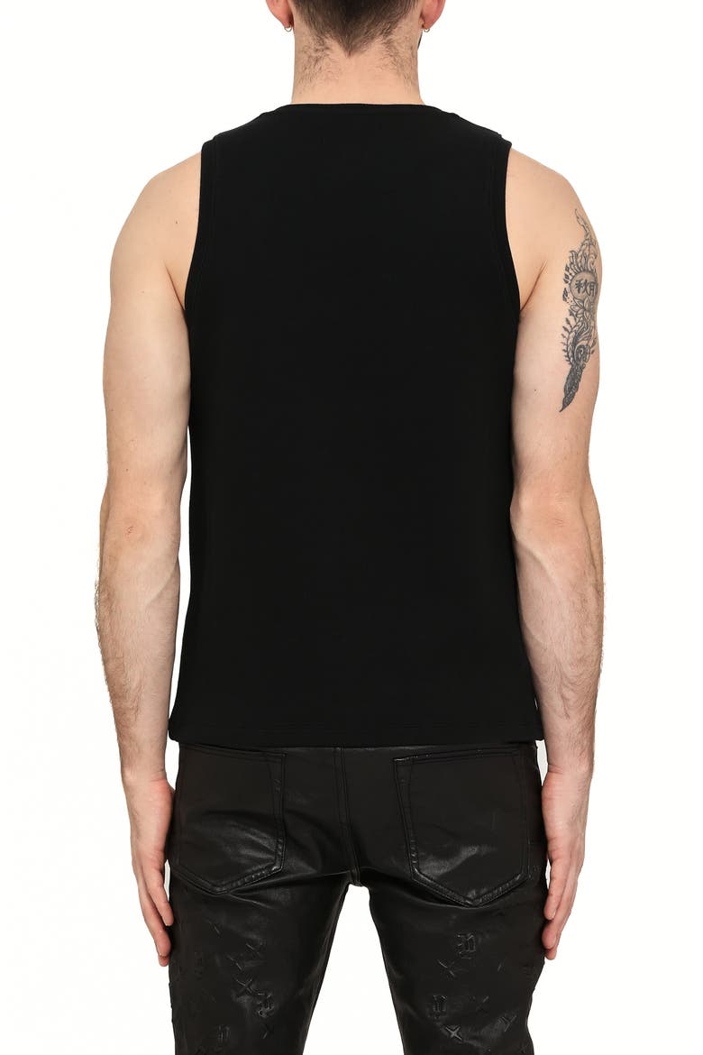Ribbed Stretch Cotton Tank, Alternate, color, BLACK