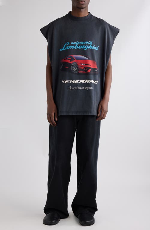Balenciaga X Automobili Lamborghini Sleeveless Graphic T-shirt In Blue